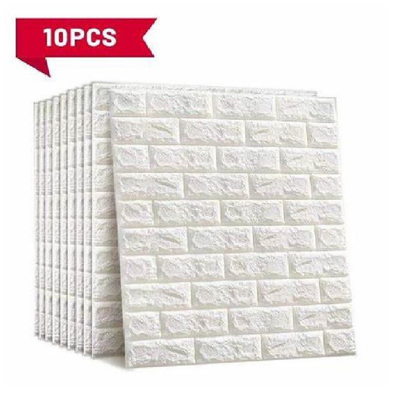 SET X 10 PAPEL TAPIZ AUTOADHESIVO 3D LADRILLO BLANCO