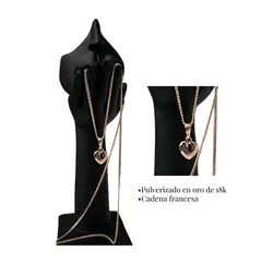 GENERICO - Collar Dije corazón pulverizado con oro rosé de 18k