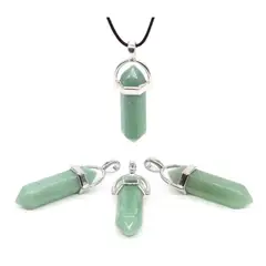 GENERICO - Pack de 2 collares hexagonales de cristal con dije de piedra jade