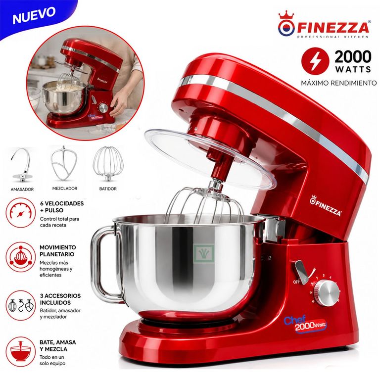 Batidora Planetaria 6 Velocidades 2000 Watts