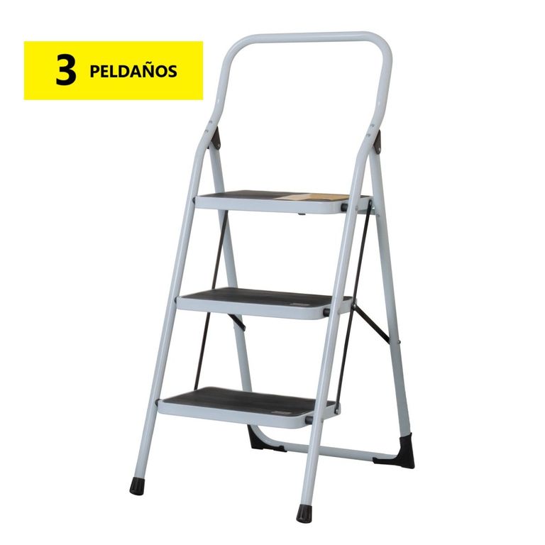 Escalera Tubular 3 Peldaños Plegable Soporta 150 kg PRETUL.