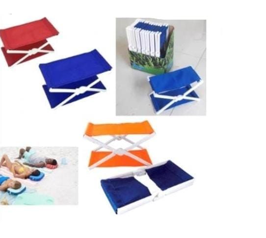 Cabecera portátil en metal y tela para playa