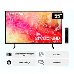SAMSUNG - Televisor Smart UHD 4K 55 Crystal UN55DU7000G Nuevo Modelo - Negro