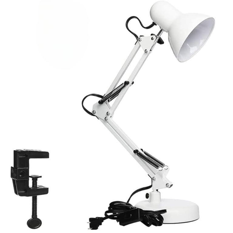 Lámpara Escritorio Con Brazo Ajustable De Metal- Blanco