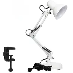 GENERICO - Lámpara Escritorio Con Brazo Ajustable De Metal- Blanco