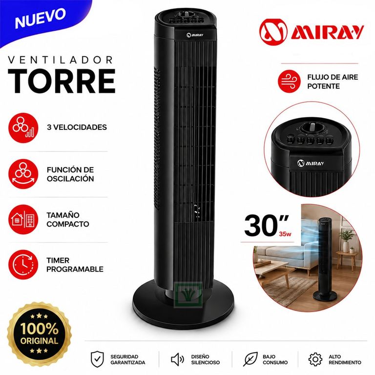 Ventilador Torre 30 " VMTT-933 Negro