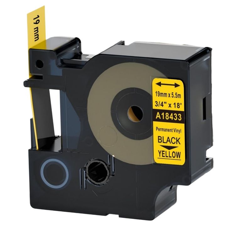 CINTA DYMO COMPATIBLE 18433 19MM LETRA NEGRO SOBRE AMARILLO