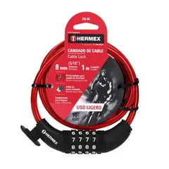 HERMEX - Candado de cable con combinación, 8 mm X 1.0 m,