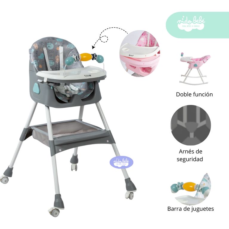 Silla de Comer de bebé modelo Cammy plus color plomo
