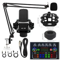 GENERICO - Kit Micrófono Condensador Profesional Studio Para PC Android MC-88
