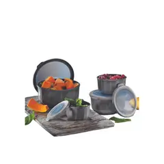 VIP AHMET - Contenedor de almacenamiento color plomo 4 piezas 3L+2L+1L+ 0.50L