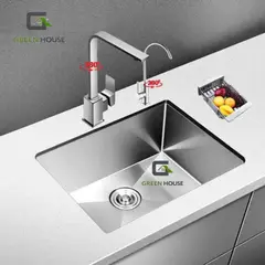 GENERICO - LAVADERO 50x45cm ACERO INOXIDABLE SATINADO + MEZCLADORA GIRO 360°