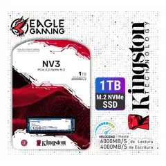 KINGSTON - Disco SSD 1TB NV3 NVMe PCIe 4.0 de 6000Mb/s