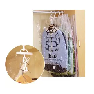 GENERICO - Bolsa al Vacio con Ganchos para Colgar Abrigos Sacos Casacas Pack x3unid + Succionador Manual