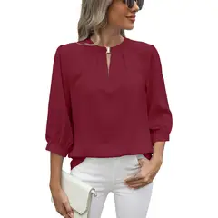 BLWOENS - Polera de manga corta para mujeres - Rojo