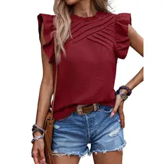 BLWOENS - Polera de manga corta para mujeres - Rojo