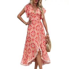 BLWOENS - Vestido casual de para mujeres - Rojo