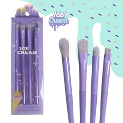GENERICO - Juego de 4 brochas para ojos Ice Cream Zoeva MORADO
