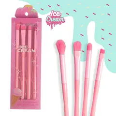 GENERICO - Juego de 4 brochas para ojos Ice Cream Zoeva ROSA