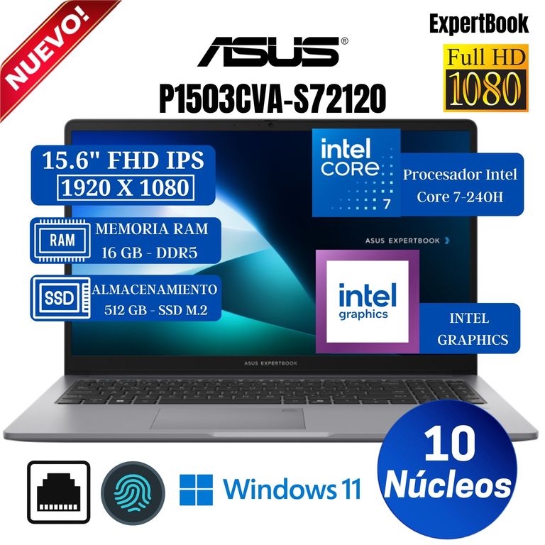Laptop ExpertBook P1503CVA-S72120 15.6” FHD, Intel Core 7-240H, Ram 16GB, SSD 512GB, Win 11