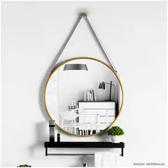 INSPIRA - Espejo Decorativo Circular de Tocador Colgante Dorado