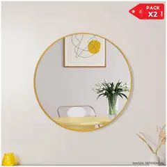 INSPIRA - Espejo decorativo multifuncional bandeja espejo Pack x2 Dorado