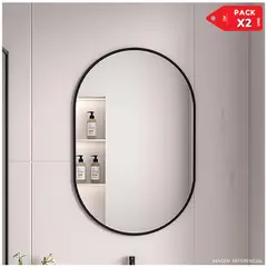 INSPIRA - Espejo decorativo Bandeja Organización Oval Pack x2 Negro
