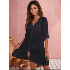 KAST PE - Salida de Playa blusa Mujer Melita Negro - Talla ML