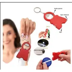 GENERICO - Llavero Smile Abrebotellas Linterna Y Cinta Métrica