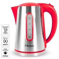 BOSSKO - Hervidor Eléctrico 2 Litros Acero Red BK-208B