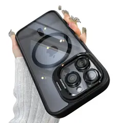 GENERICO - Funda Iphone 15 pro max Magsafe con Protector de camara Negro