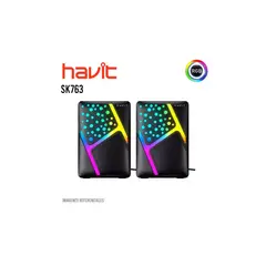 HAVIT - Parlante Gamer RGB SK763 2.0 estéreo mini Jack 3.5mm color Negro