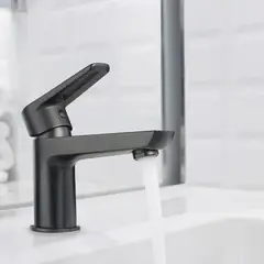 TREBOL - Monomando para Lavatorio en Bronce Cromado Negro