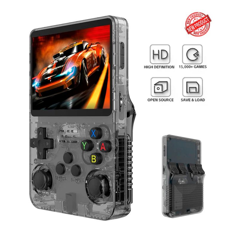 Consola de videojuegos R36S 128GB 41000 juegos Negro