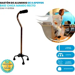 PERUMASSAGE - Bastón Cuatro Patas Tipo Cisne -Soporte y Equilibrio color Marrón