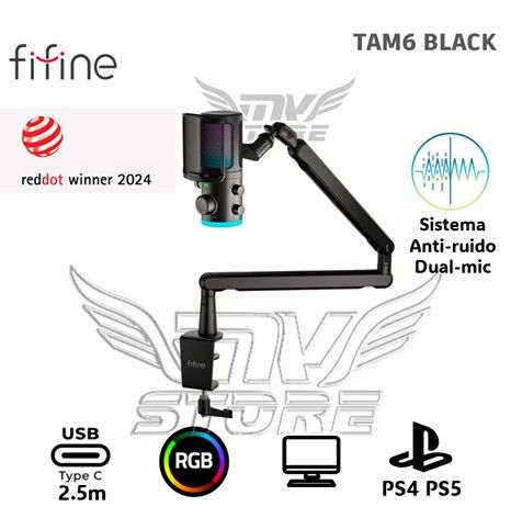 Micrófono Gamer TAM 6 BLACK Soporte de brazo