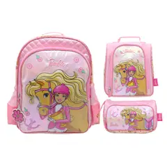 CHILDRENS CLUB - SET MOCHILA ESCOLAR PREMIUN BARBIE JINETE OFICIO CHILDREN CLUB