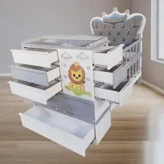 GENERICO - Cama cuna plaza y media plomo rey leon full cajon