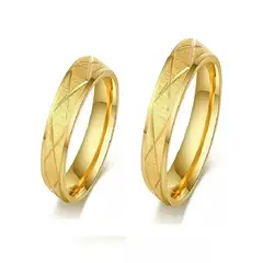 GENIEKA - Anillos de Matrimonio Líneas Cruzadas Bañado18K San Valentín