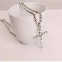 GENERICO - Collar Rápidos y Furiosos Cruz Regalo Novios San Valentín Genieka