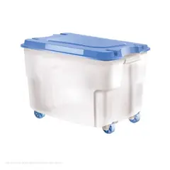 POLINPLAST - Caja Megacaja 50L Lechosa con Tapa y Ruedas Reforzadas
