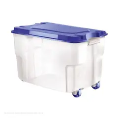 POLINPLAST - Caja Megacaja 50L Transparente con Tapa y Ruedas Seguras