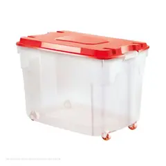 POLINPLAST - Caja Megacaja 56L Transparente con Tapa y Ruedas Seguras
