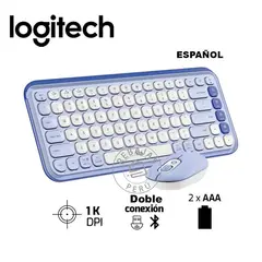 LOGITECH - Teclado y Mouse Pop Icon Lilac Conexión Inalámbrica