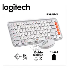 LOGITECH - Teclado y Mouse Pop Icon Blanco  Estilo y Comodidad