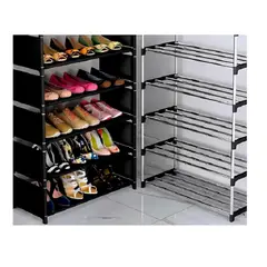 GENERICO - ZAPATERA DE METAL 6 NIVELES NEGRO