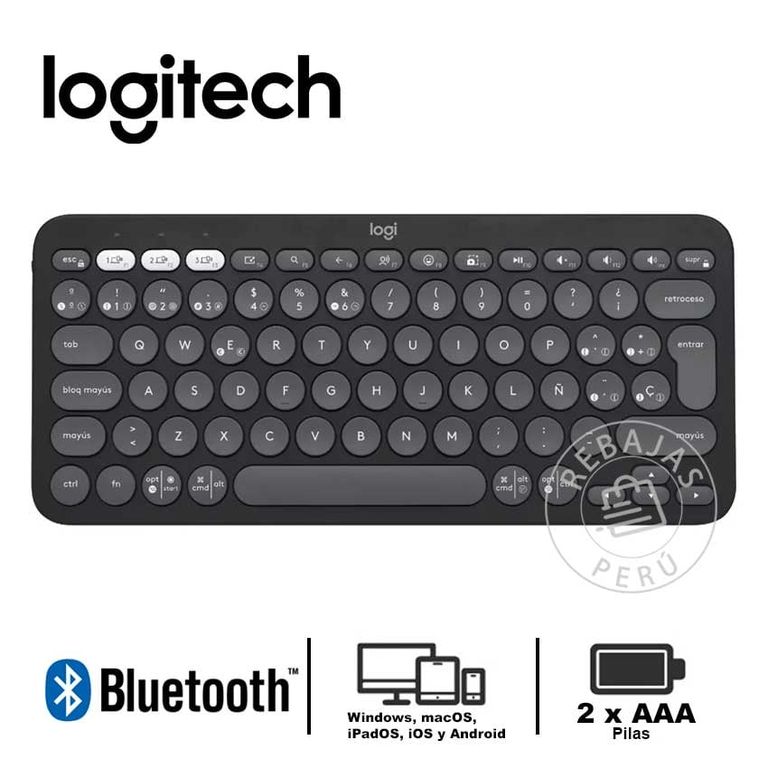 Pebble 2 K380S Teclado Bluetooth Inalámbrico Compacto Grafito