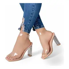 GENERICO - Taco Mujer Alto Transparente 1177-70 Color Beige