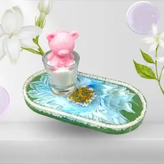 GENERICO - Set de Vela Aromática + Bandeja de Resina Regalo de San Valentín