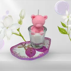 GENERICO - Set de Vela Aromática + Bandeja de Resina Regalo de San Valentín